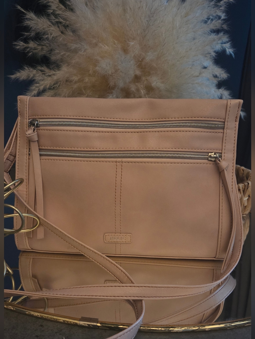 Relic Nude Blush Leather Classic Multi-Zip Everyday Chic